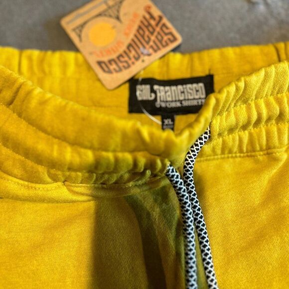 San Francisco Work Shirts Fleece Sweat Shorts Mens XL  7” Yellow Orange  NWT  B2 - Picture 2 of 5